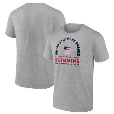 Men's Heather Gray USA Swimming 2024 U.S. Olympic Team Trials Arch T-Shirt
