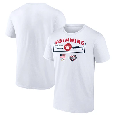Men's White USA Swimming 2024 U.S. Olympic Team Trials Laps T-Shirt