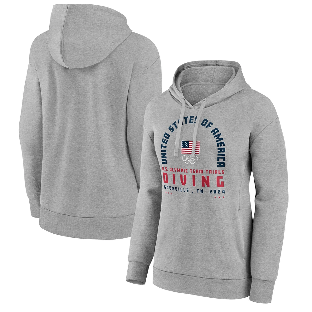 Women's Gray USA Diving 2024 U.S. Olympic Team Trials Arch Pullover Hoodie