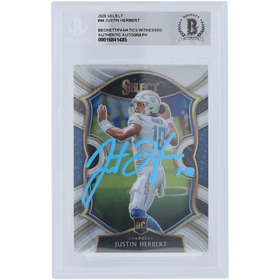 Justin Herbert Los Angeles Chargers Autographed 2020 Panini Select Light Blue Ink #44 Beckett Fanatics Witnessed Authenticated Rookie Card