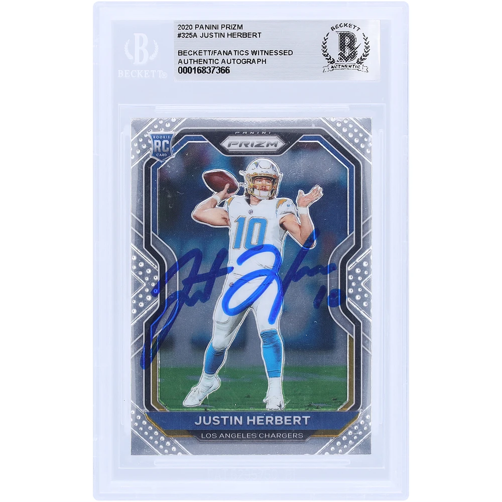 Justin Herbert Los Angeles Chargers Autographed 2020 Panini Prizm #325 Beckett Fanatics Witnessed Authenticated / Rookie Card