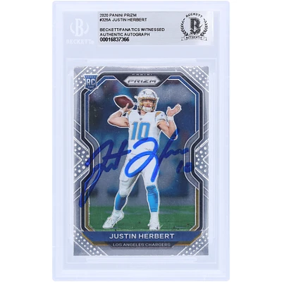 Justin Herbert Los Angeles Chargers Autographed 2020 Panini Prizm #325 Beckett Fanatics Witnessed Authenticated / Rookie Card
