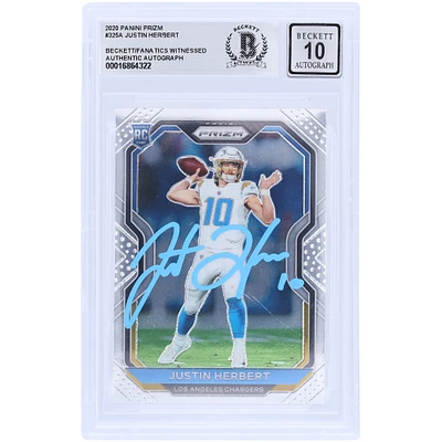 Justin Herbert Los Angeles Chargers Autographed 2020 Panini Prizm Light Blue Ink #325 Beckett Fanatics Witnessed Authenticated / Rookie Card