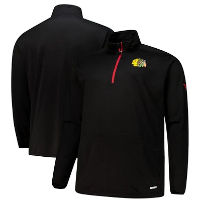 Men's Fanatics Black Chicago Blackhawks Big & Tall Authentic Pro Quarter-Zip Top