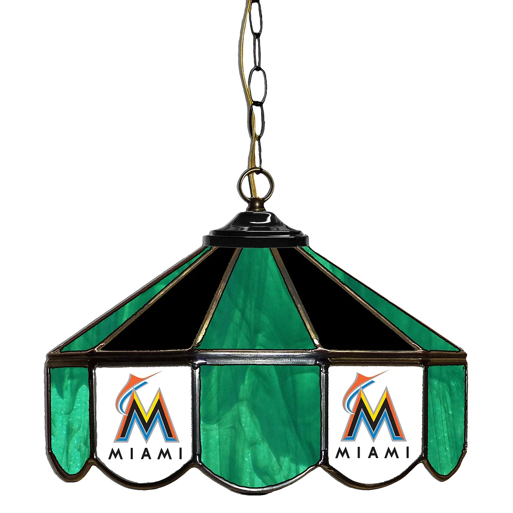 Miami Marlins 14" Team Logo Glass Pub Lamp