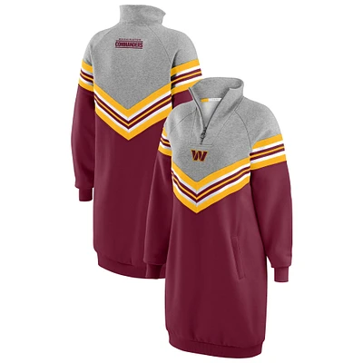 Women's WEAR by Erin Andrews Burgundy/Heather Gray Washington Commanders Chevron Stripe Dress