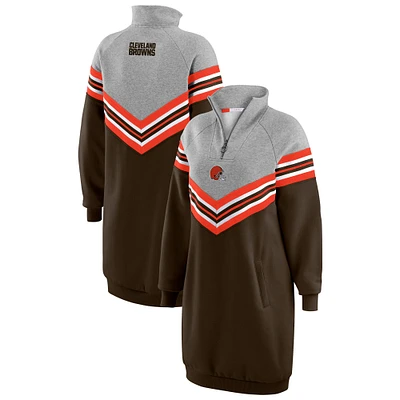 Women's WEAR by Erin Andrews Brown/Heather Gray Cleveland Browns Chevron Stripe Dress