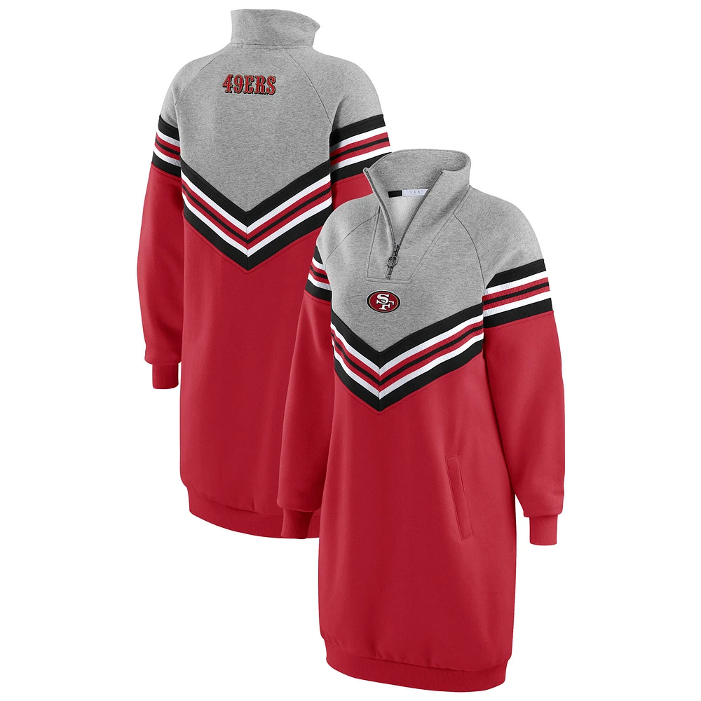 Women's WEAR by Erin Andrews Scarlet/Heather Gray San Francisco 49ers Chevron Stripe Dress