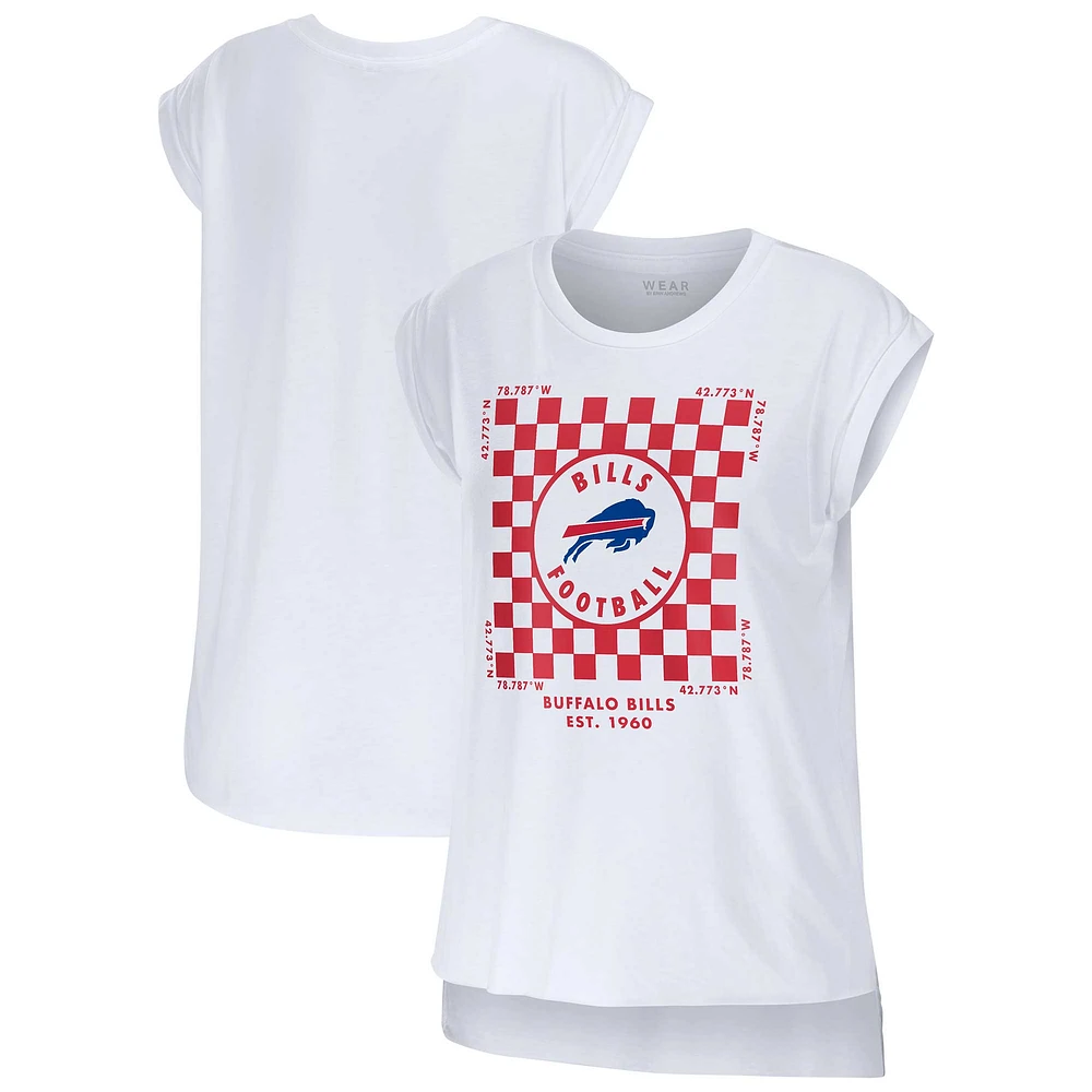 Women's WEAR by Erin Andrews White Buffalo Bills Checker Muscle Tank Top