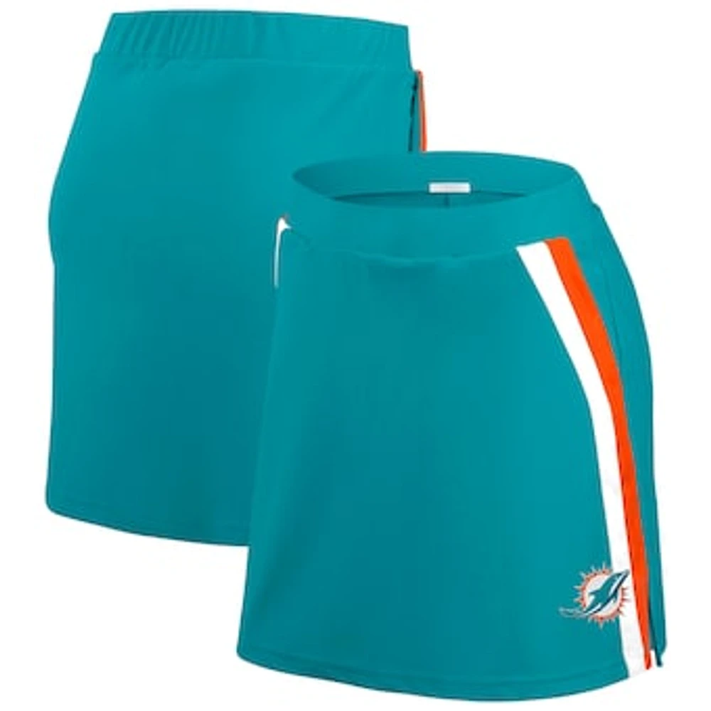 Women's WEAR by Erin Andrews Aqua Miami Dolphins Stripe Skort