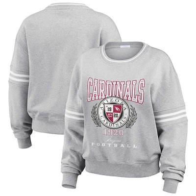 Women's WEAR by Erin Andrews Heather Gray Arizona Cardinals Cropped Pullover Sweatshirt