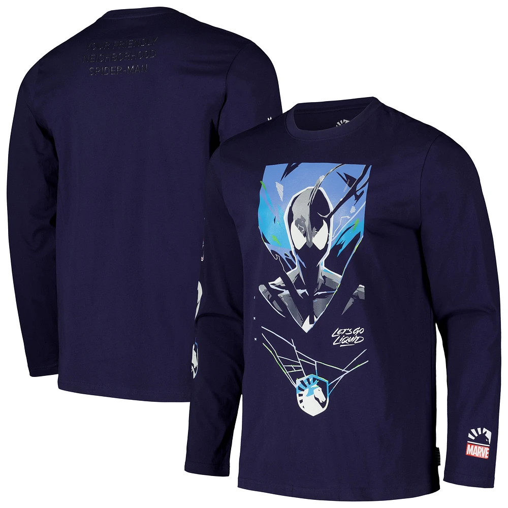 Unisex Team Liquid Navy Spider-Man Symbiote Suit Long Sleeve T-Shirt
