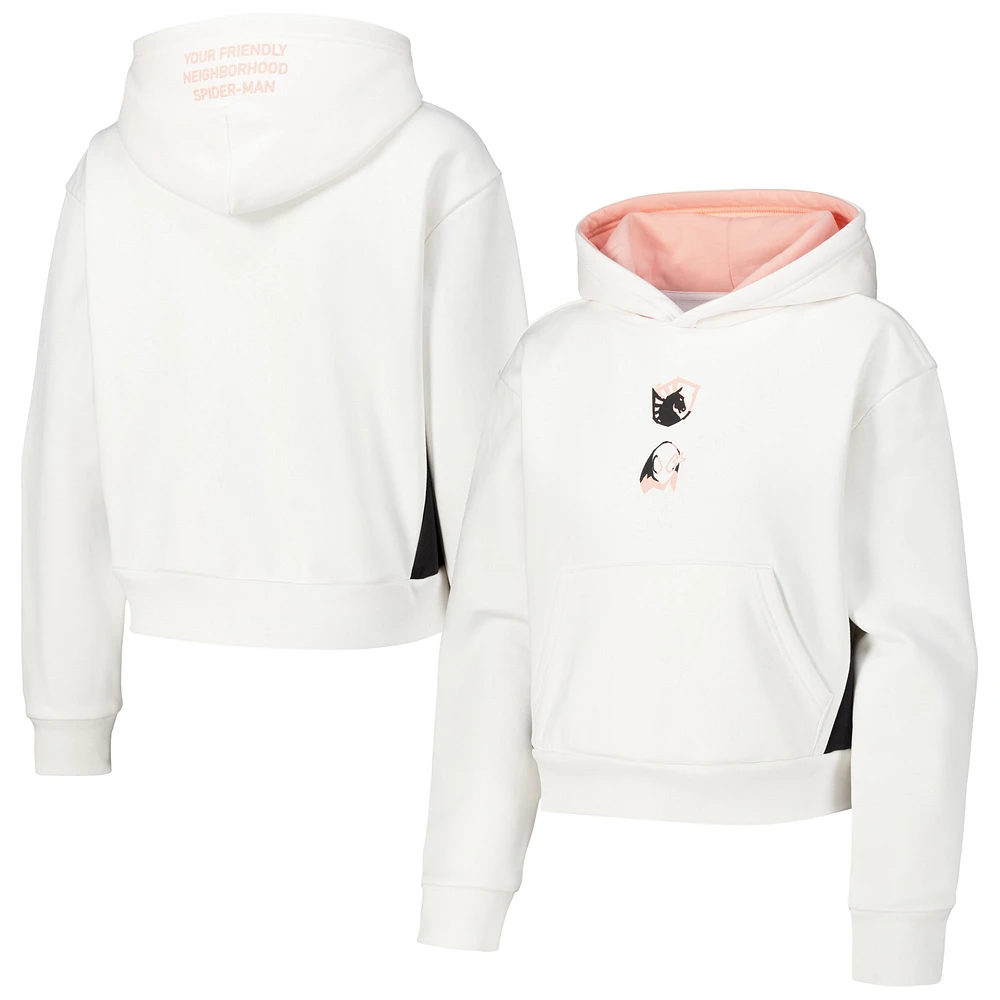 Women's Ghost-Spider White Crop Pullover Hoodie