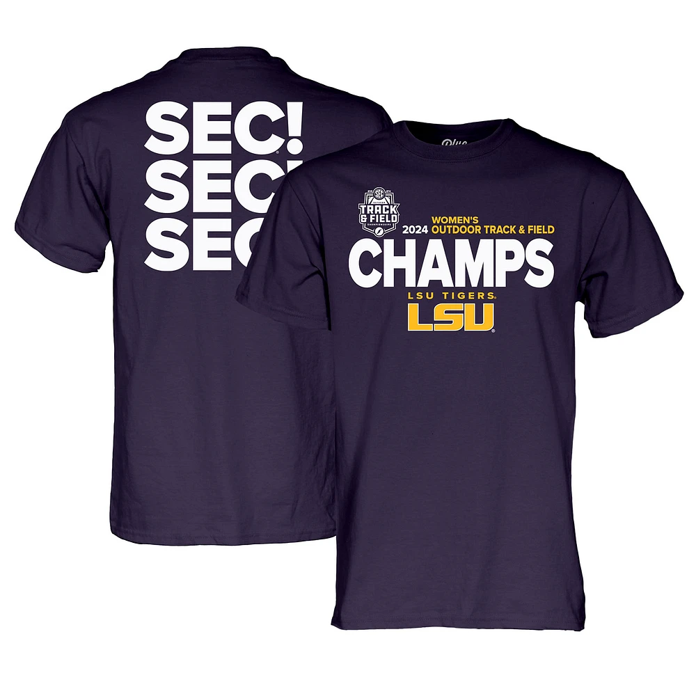 Unisex Blue 84 Purple LSU Tigers 2024 SEC Women's Outdoor Track & Field Champions T-Shirt