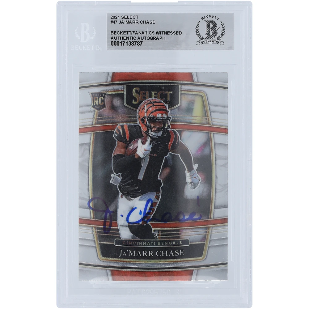 Ja'Marr Chase Cincinnati Bengals Autographed 2021 Panini Select Concourse #47 Beckett Fanatics Witnessed Authenticated Rookie Card