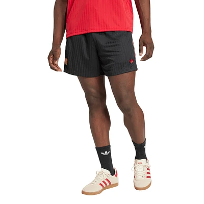 Men's adidas Originals Black Manchester United Terrace Icons Collection Stripe Shorts