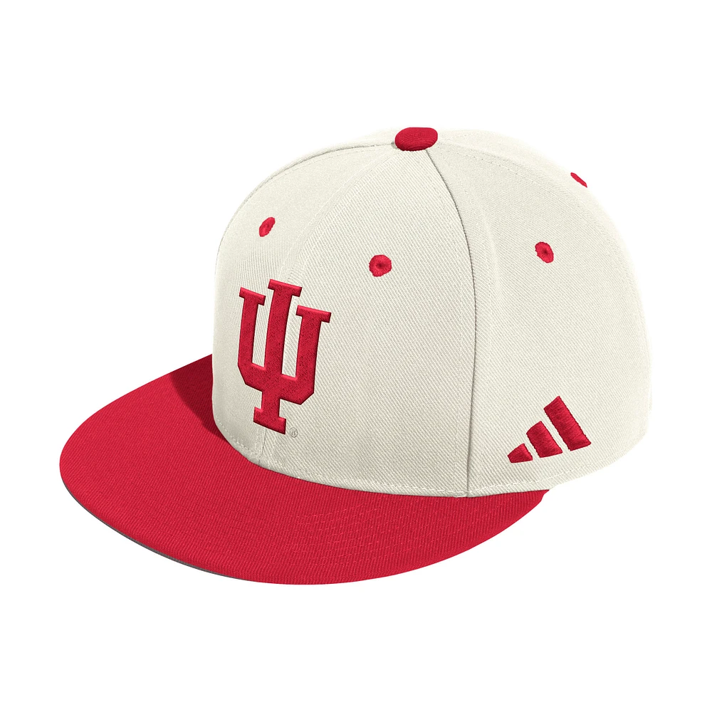 Men's adidas Cream Indiana Hoosiers On-Field Fitted Baseball Hat