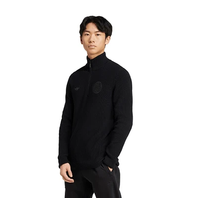 Men's adidas Originals Black Germany National Team 125th Anniversary Culturewear Half-Zip Rib-Knit Top