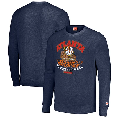 Unisex MLB x Guy Fieri’s Flavortown Navy Atlanta Braves Tri-Blend Pullover Sweatshirt