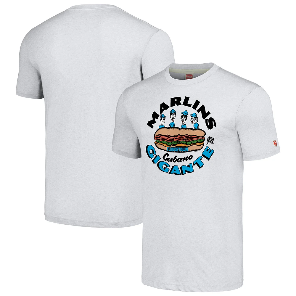 Unisex MLB x Guy Fieri’s Flavortown Ash Miami Marlins Tri-Blend T-Shirt