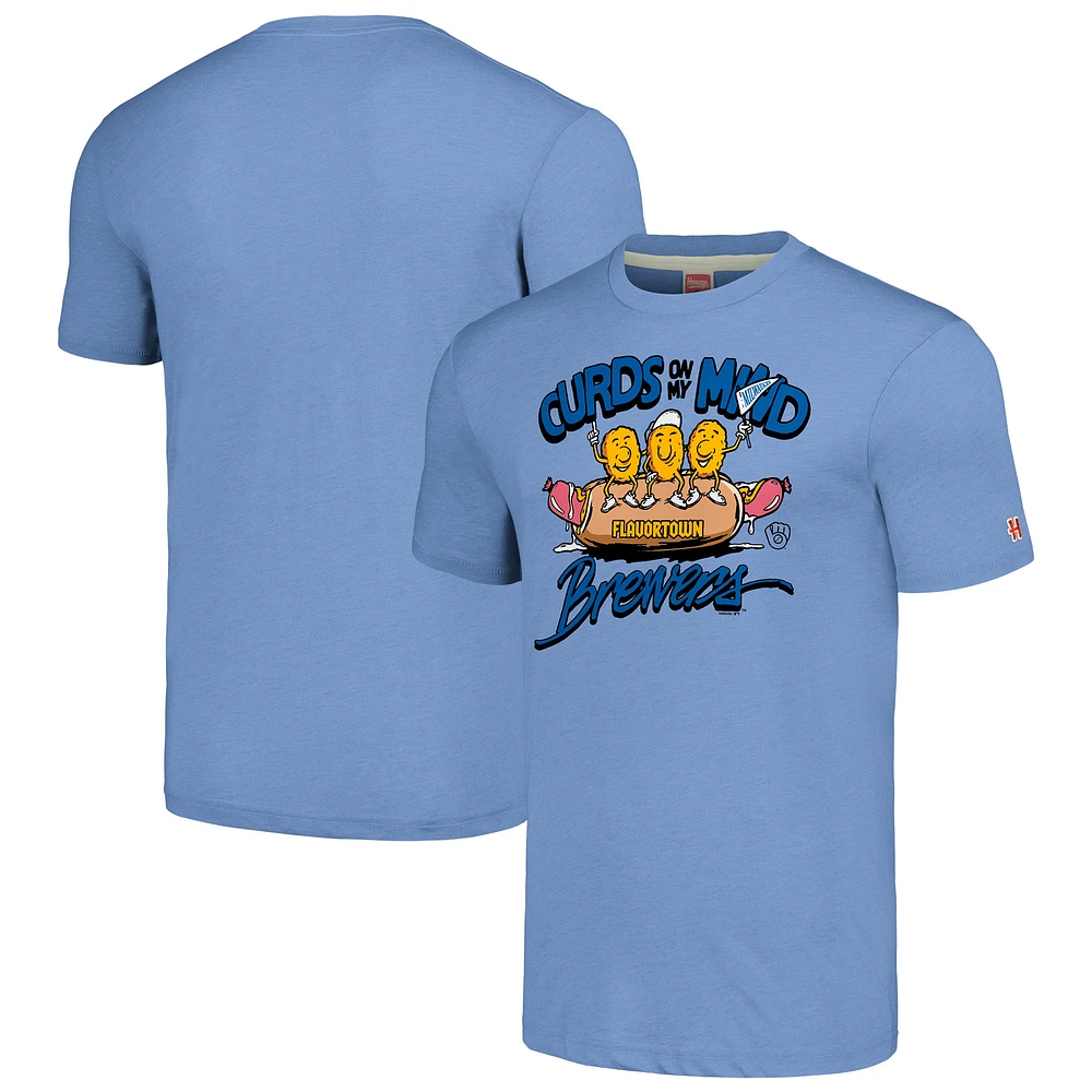 Unisex MLB x Guy Fieri’s Flavortown Light Blue Milwaukee Brewers Tri-Blend T-Shirt