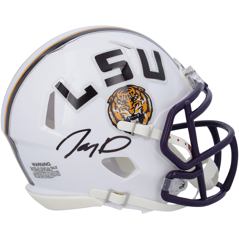 Jayden Daniels LSU Tigers Autographed White Riddell Speed Mini Helmet