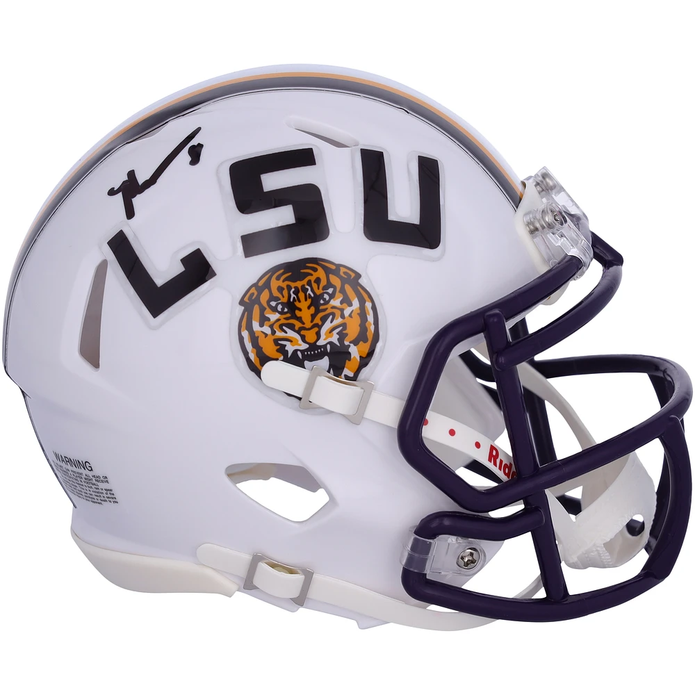 Malik Nabers LSU Tigers Autographed White Riddell Speed Mini Helmet