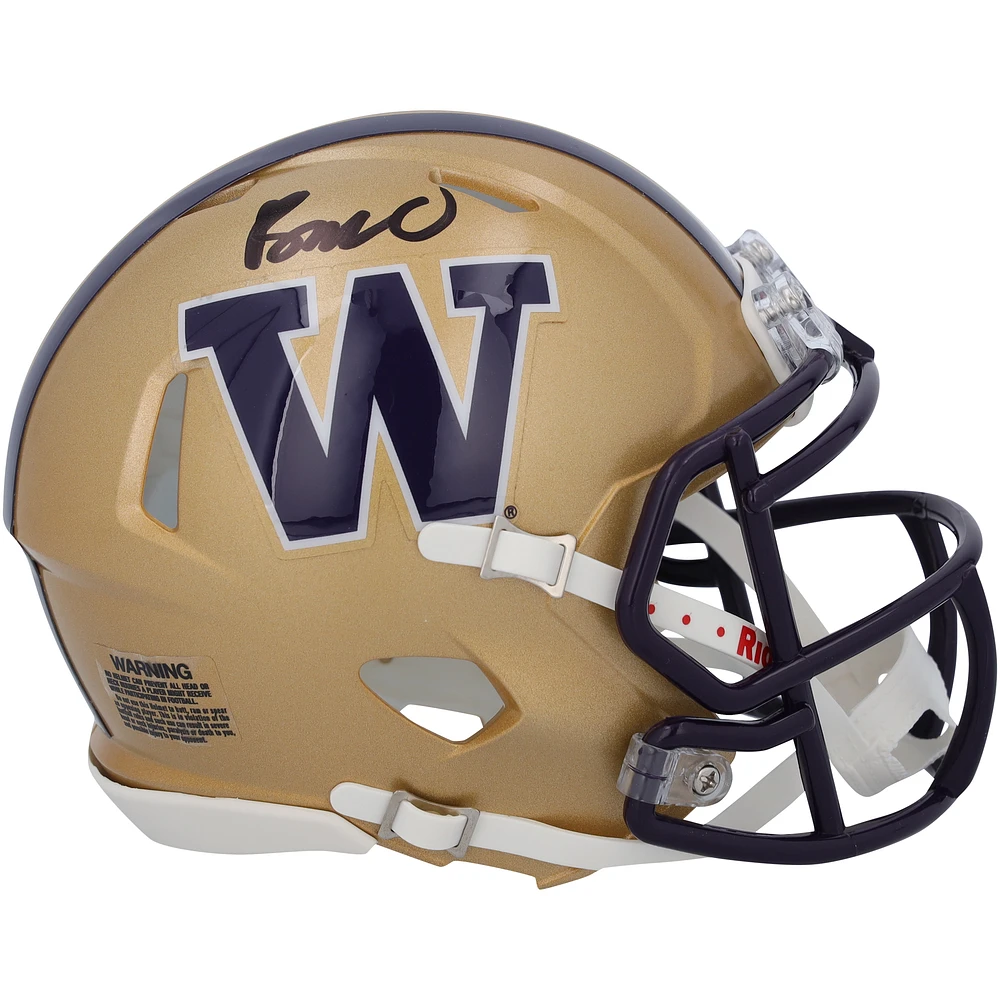 Rome Odunze Washington Huskies Autographed Riddell Speed Mini Helmet