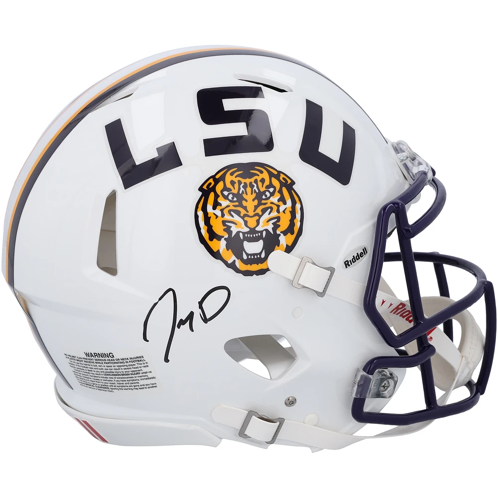 Jayden Daniels LSU Tigers Autographed White Riddell Speed Authentic Helmet