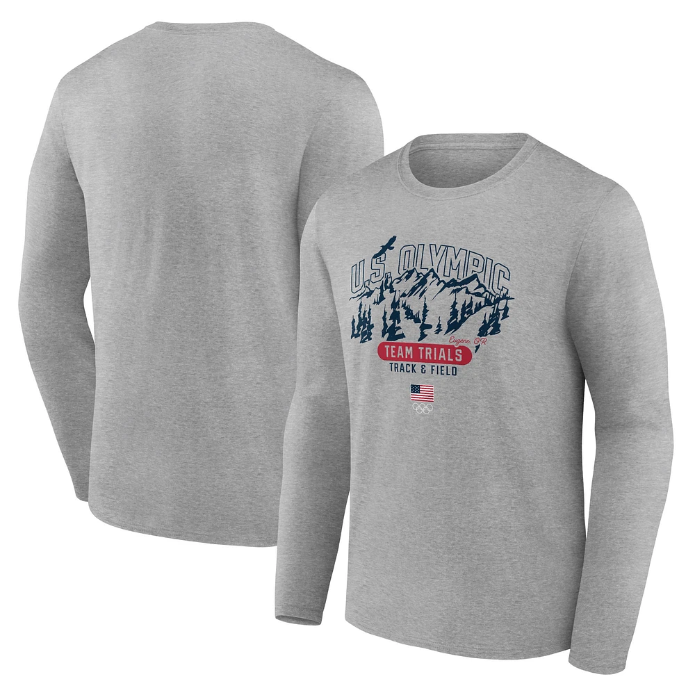 Men's Gray 2024 U.S. Olympic Track & Field Team Trials Eugene Trails Long Sleeve T-Shirt