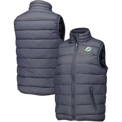 Women's Dunbrooke Charcoal Miami Dolphins Alberta Full-Zip Vest