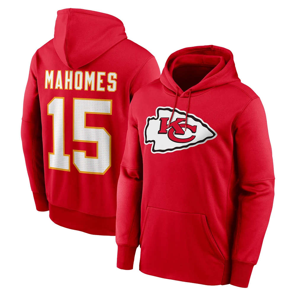 Men's Nike Patrick Mahomes Red Kansas City Chiefs Player Name & Number Performance Pullover Hoodie