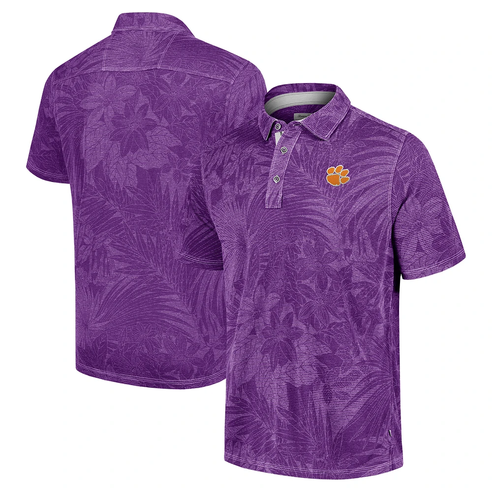 Men's Tommy Bahama Purple Clemson Tigers Sport Santiago Paradise Polo