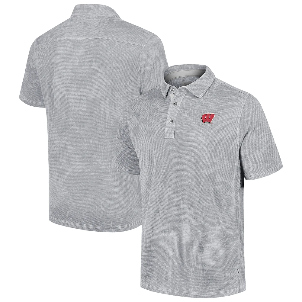 Men's Tommy Bahama Grey Wisconsin Badgers Sport Santiago Paradise Polo