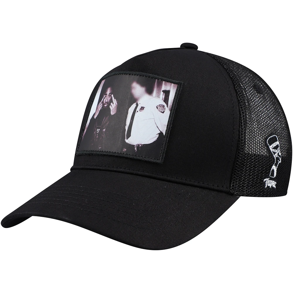 Men's Black Tupac Shakur Icon Trucker Adjustable Hat