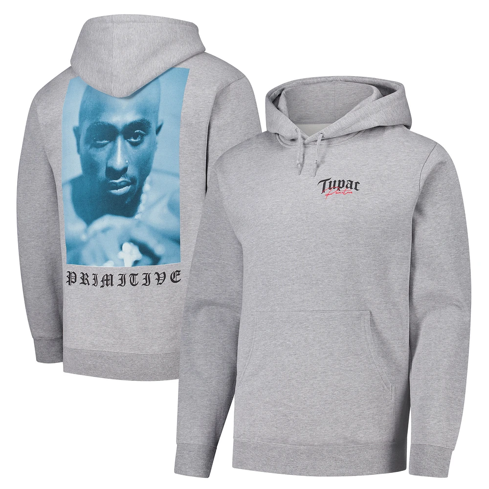 Men's Heather Gray Tupac Shakur Royalty Pullover Hoodie