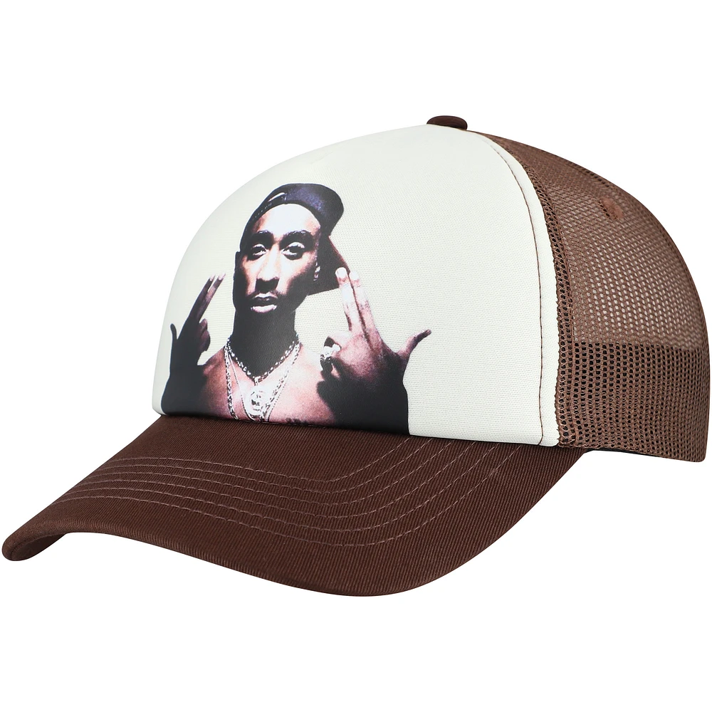 Men's Primitive Apparel White/Brown Tupac Shakur Stay Up Adjustable Hat
