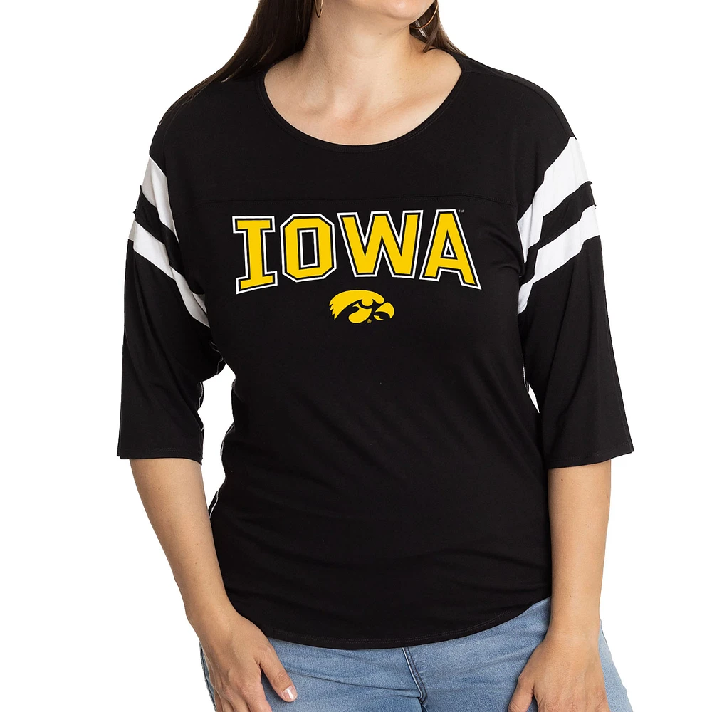 Women's Black Iowa Hawkeyes Abigail Jersey T-Shirt