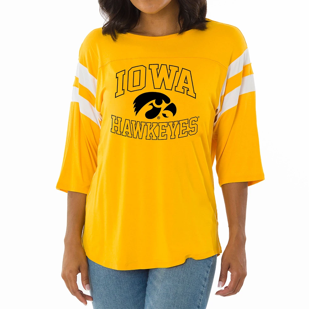 Women's Gold Iowa Hawkeyes Abigail Jersey T-Shirt