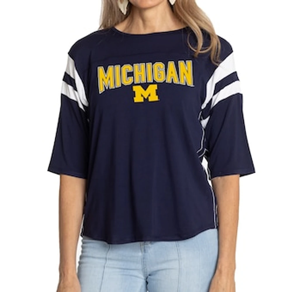 Women's Navy Michigan Wolverines Abigail Jersey T-Shirt