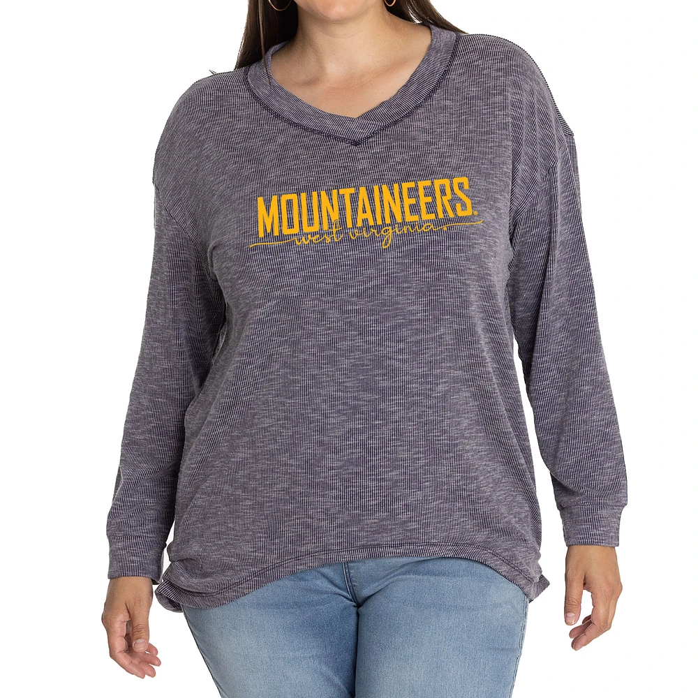 Women's Navy West Virginia Mountaineers Bailey V-Neck Tri-Blend Tunic