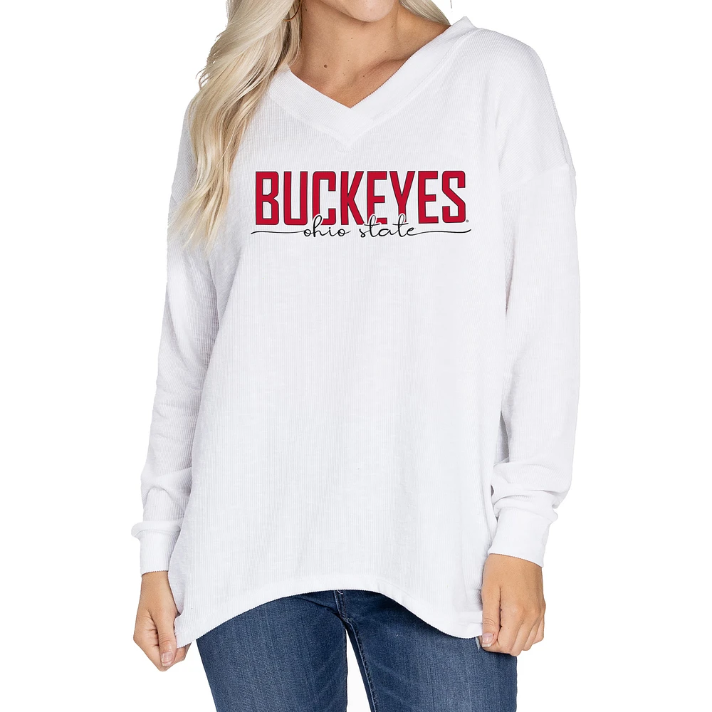 Women's White Ohio State Buckeyes Bailey V-Neck Tri-Blend Tunic