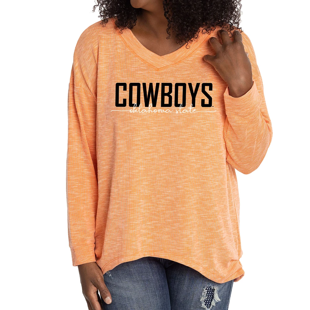 Women's Orange Oklahoma State Cowboys Bailey V-Neck Tri-Blend Tunic