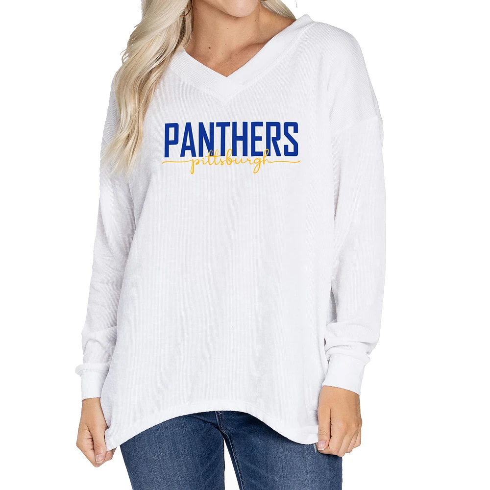 Women's White Pitt Panthers Bailey V-Neck Tri-Blend Tunic