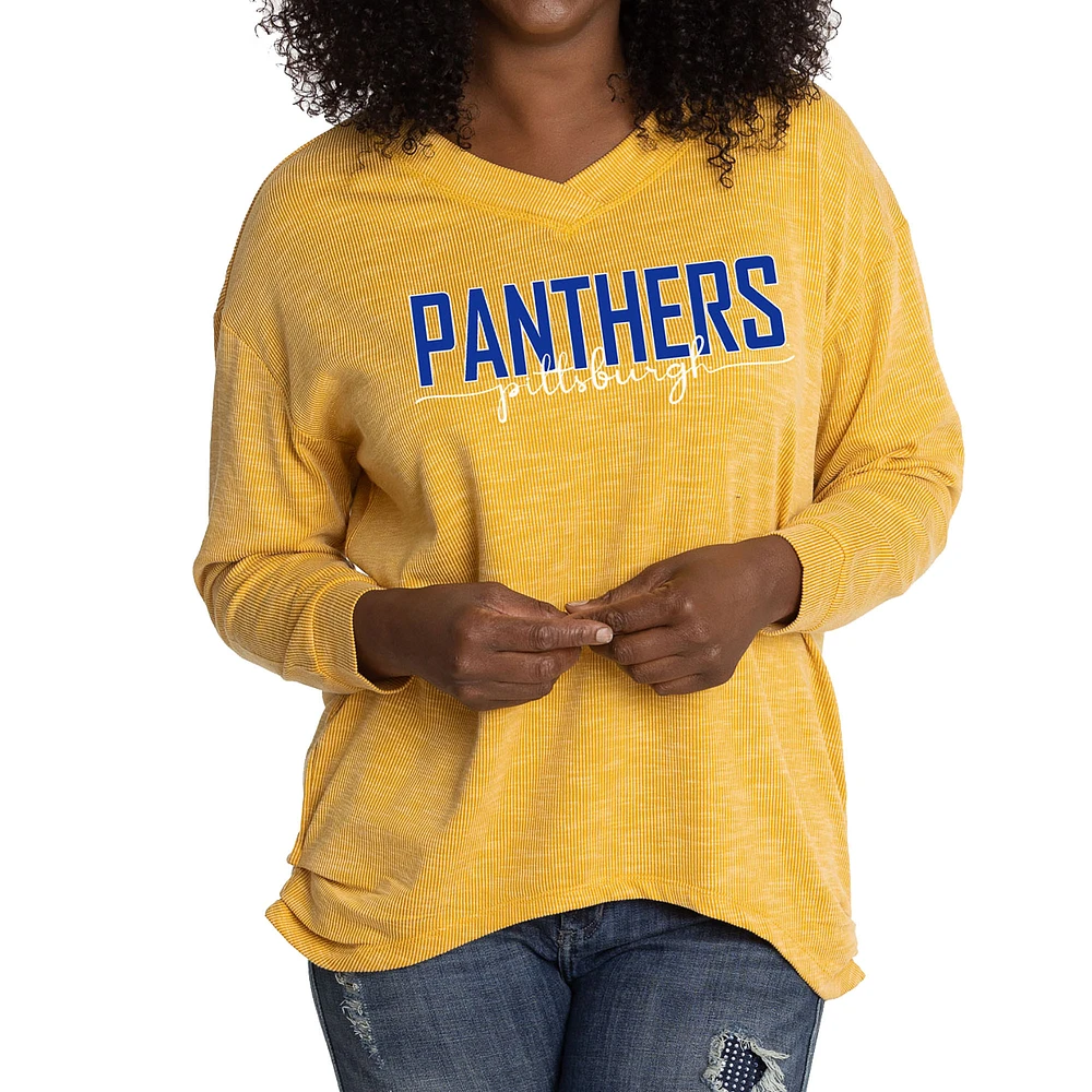 Women's Gold Pitt Panthers Bailey V-Neck Tri-Blend Tunic
