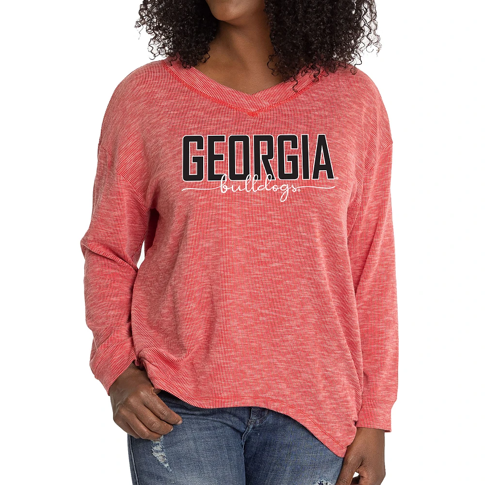 Women's Red Georgia Bulldogs Bailey V-Neck Tri-Blend Tunic