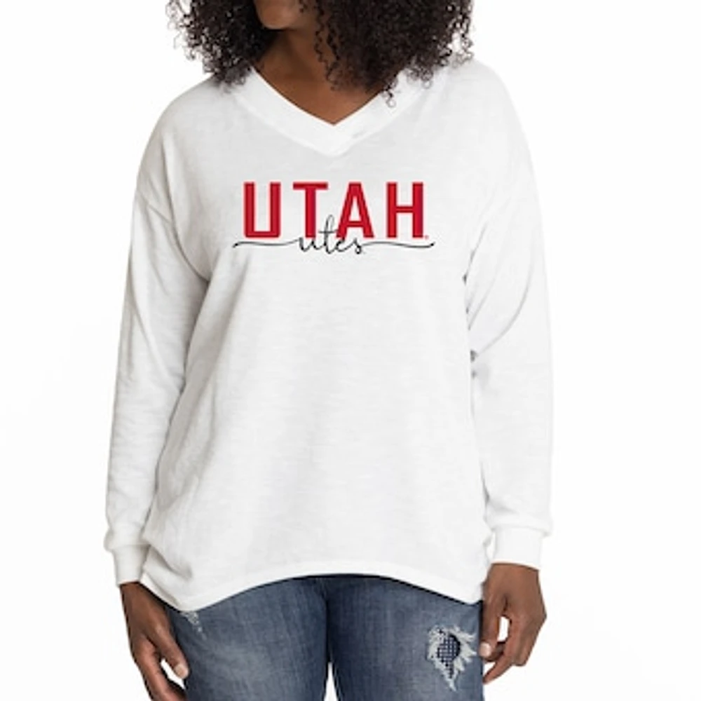 Women's White Utah Utes Bailey V-Neck Tri-Blend Tunic