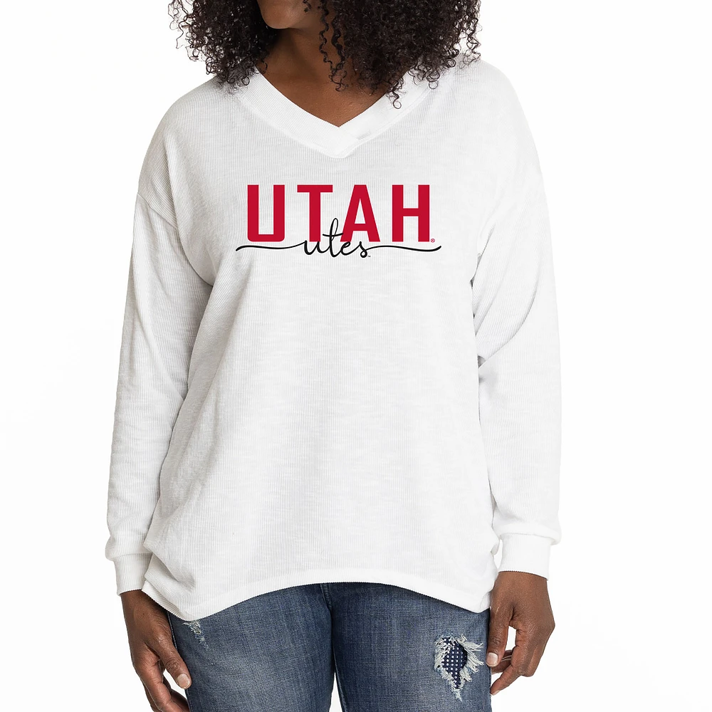 Women's White Utah Utes Bailey V-Neck Tri-Blend Tunic