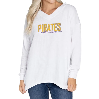 Women's White ECU Pirates Bailey V-Neck Tri-Blend Tunic