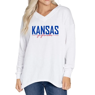 Women's White Kansas Jayhawks Bailey V-Neck Tri-Blend Tunic